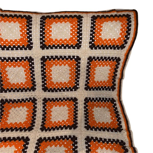 Handmade Hand Crafted Vintage 70's Style Granny Square Throw Afgan 76 X 53 - Picture 3 of 11